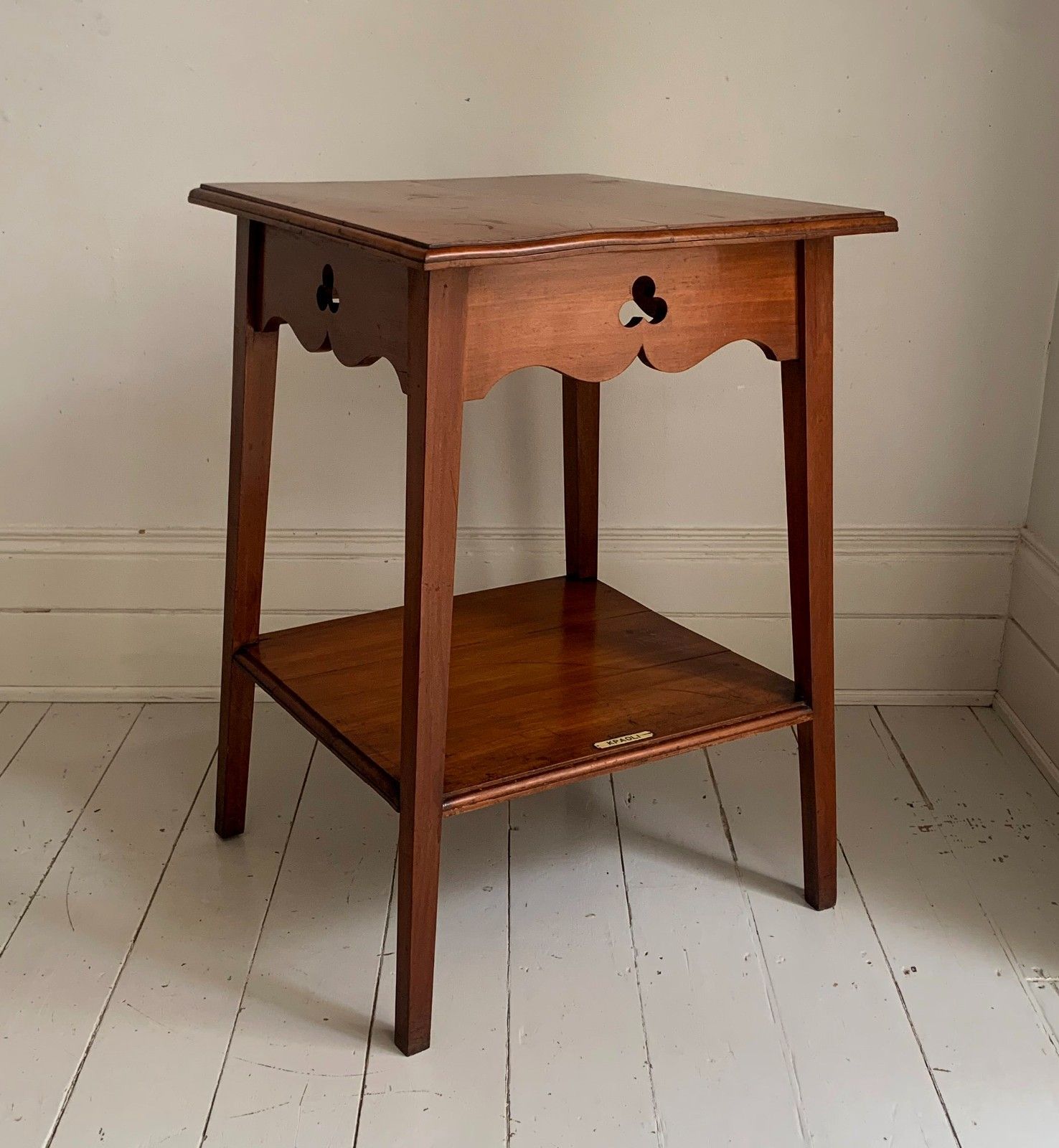 photo furniture Antique Arts & Craft Carved Oak Two Tier Large Side Table