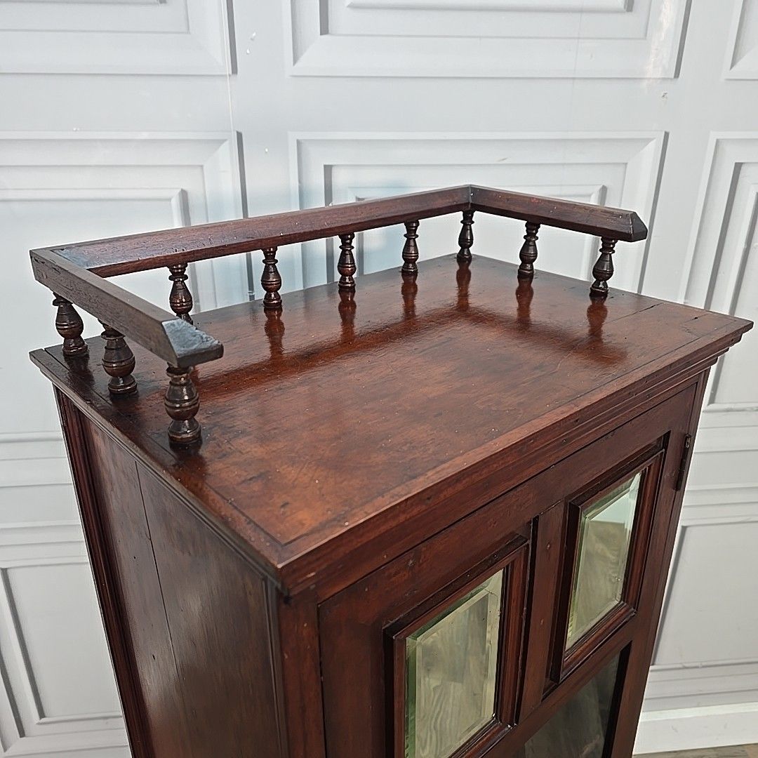Antique Display Cabinet Glazed Mahogany Music Storage Cupboard Wooden Sideboard photo Furniture