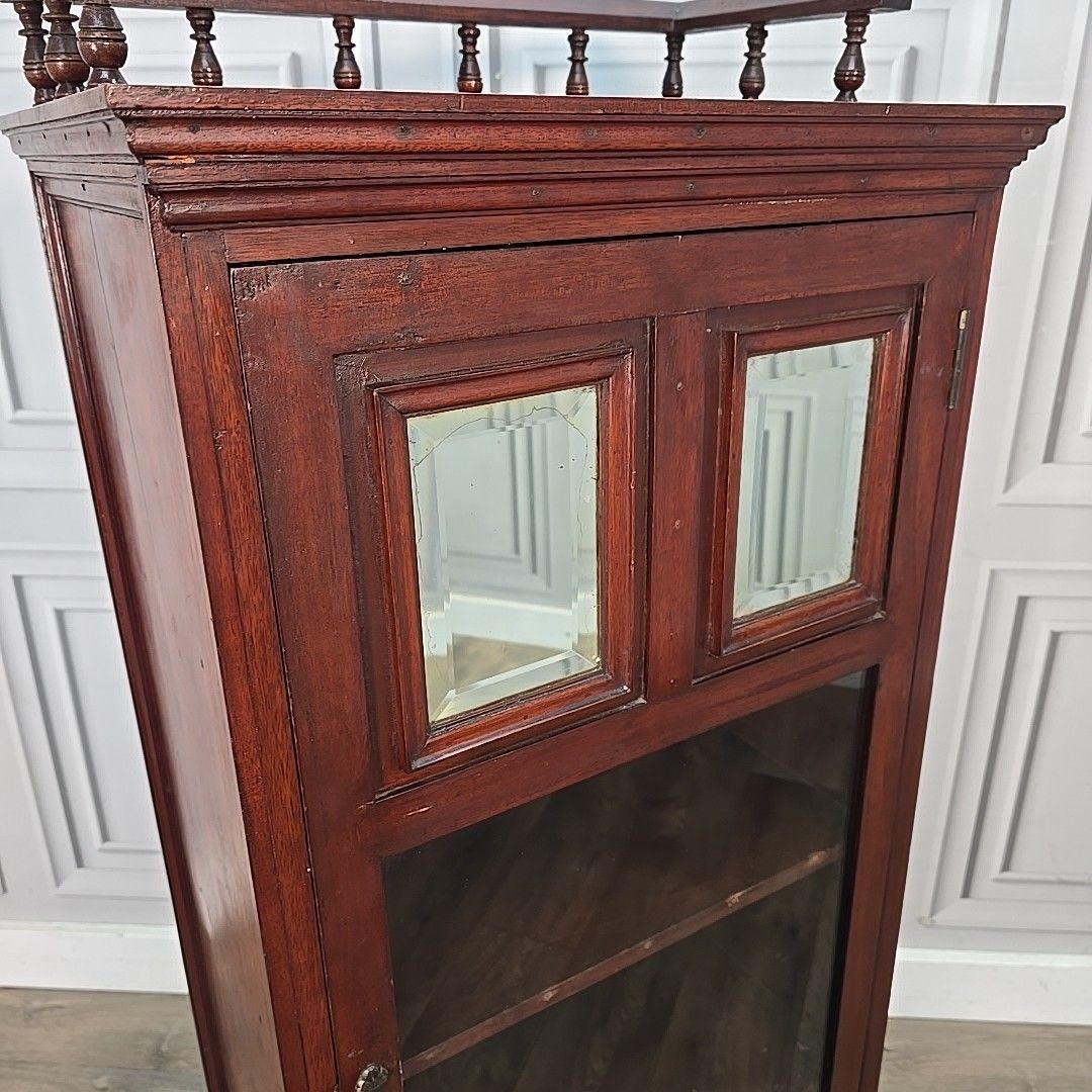 Antique Display Cabinet Glazed Mahogany Music Storage Cupboard Wooden Sideboard photo vintage