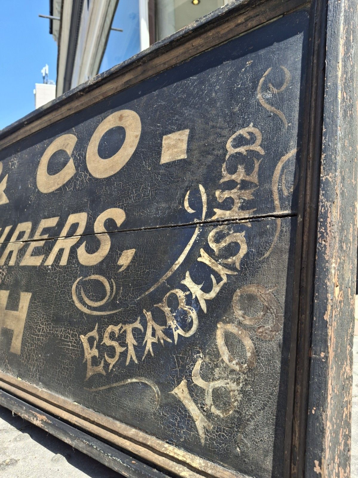 photo furniture Huge Scale 19th Century Original Hand Painted Lubricants Factory Trade Sign.