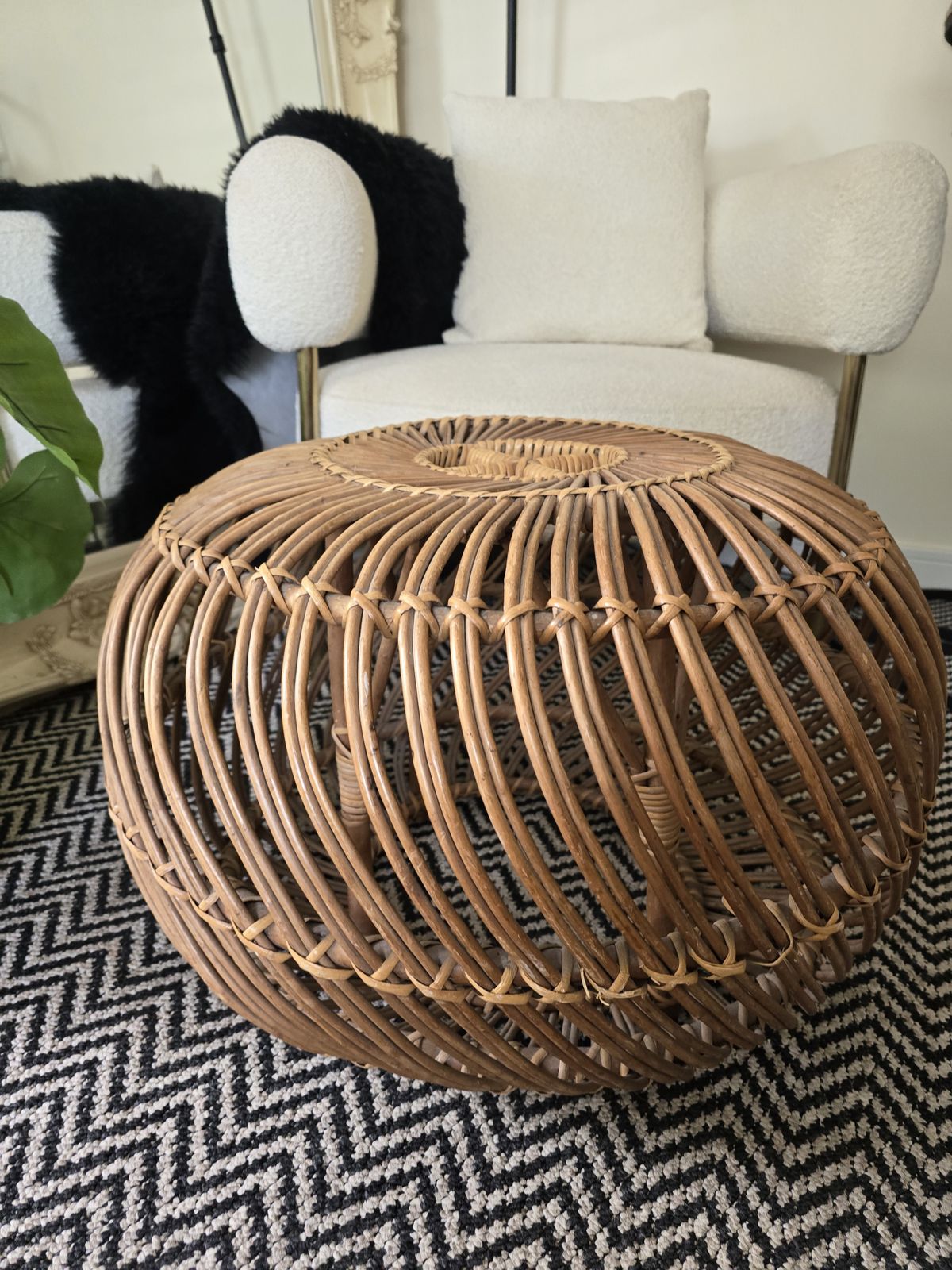 Large Mid Century 1950s Franco Albini Lobster Pot Vintage Foot Stool