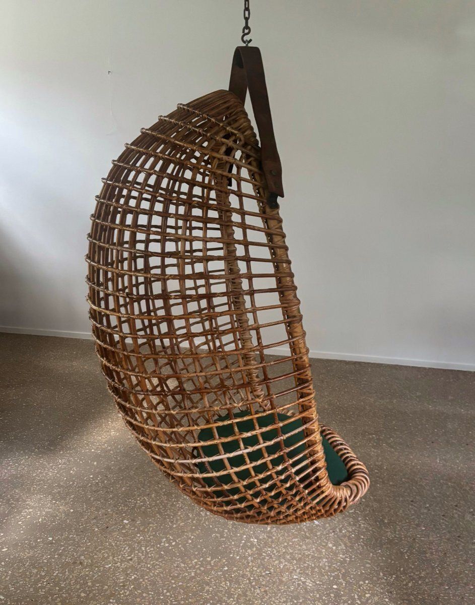 Eureka Hanging Basket Chair By Giovanni Travasa For Bonacina, Italy, 1950s photo Furniture