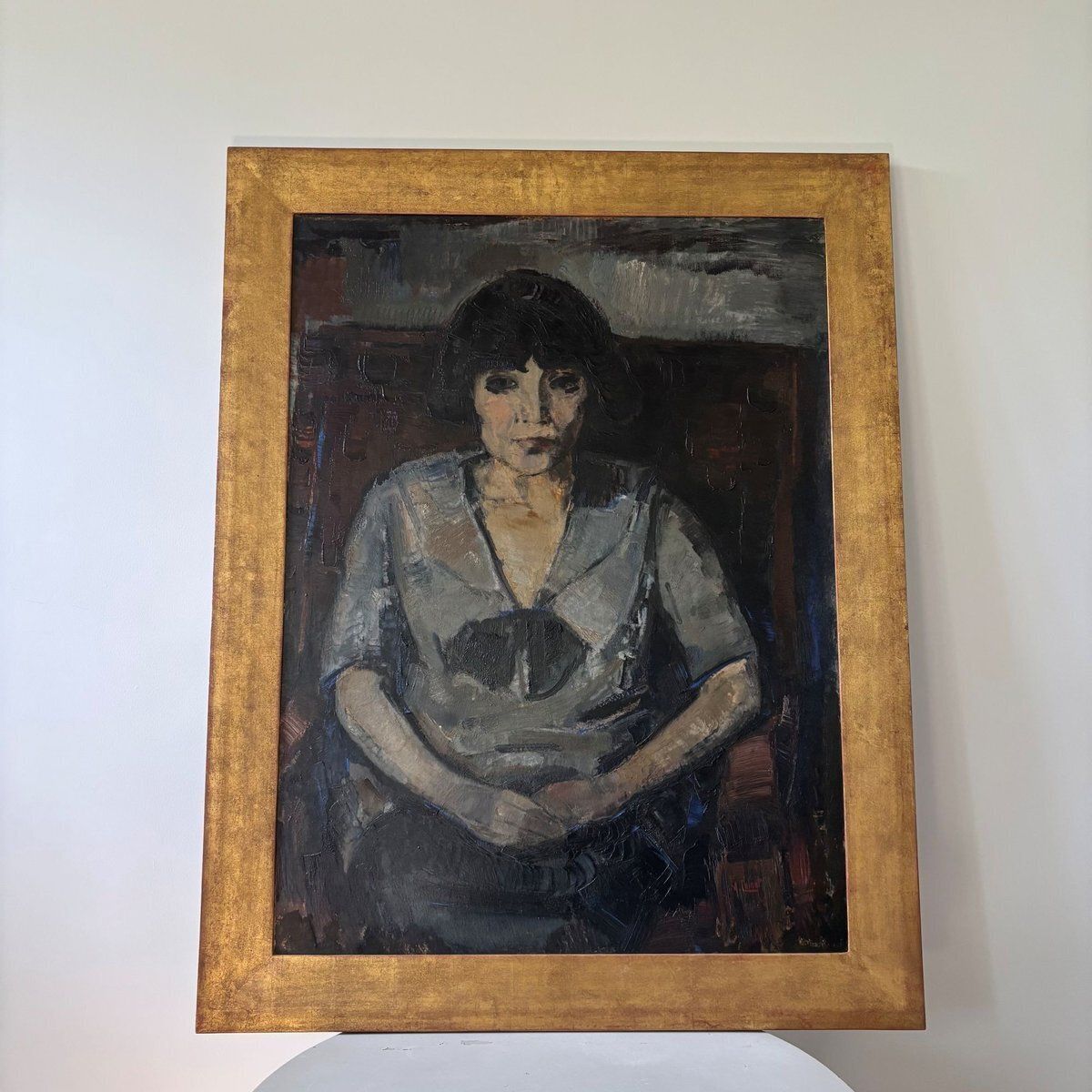 Arnout Colnot, Portrait Of A Woman, Verso: Resting Boys, Oil On Board, 1960s, Framed photo for sale