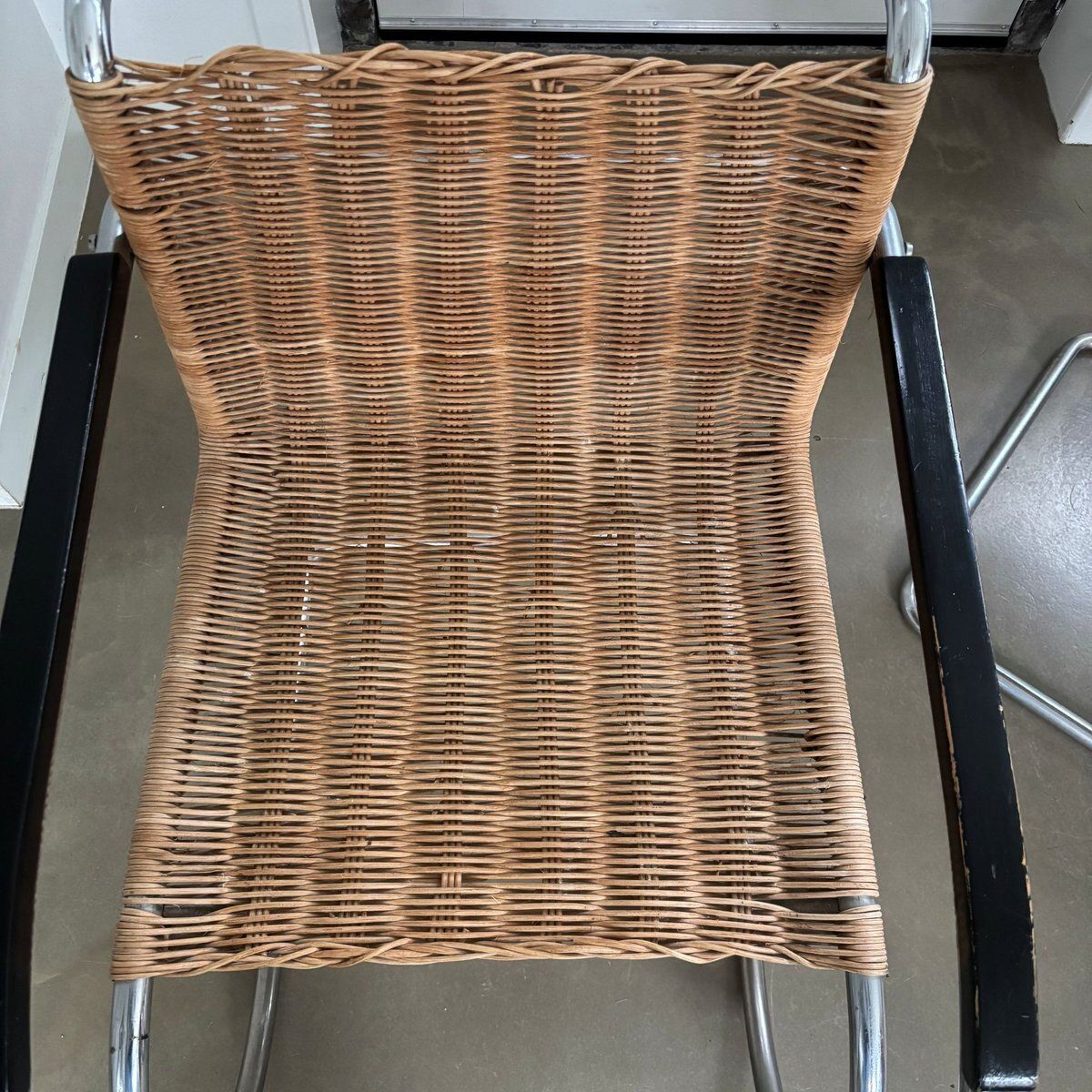 Rattan And Chromed Tubular Metal Lounge Chairs By Ludwig Mies Van Der Rohe, Set Of 2 photo vinterior
