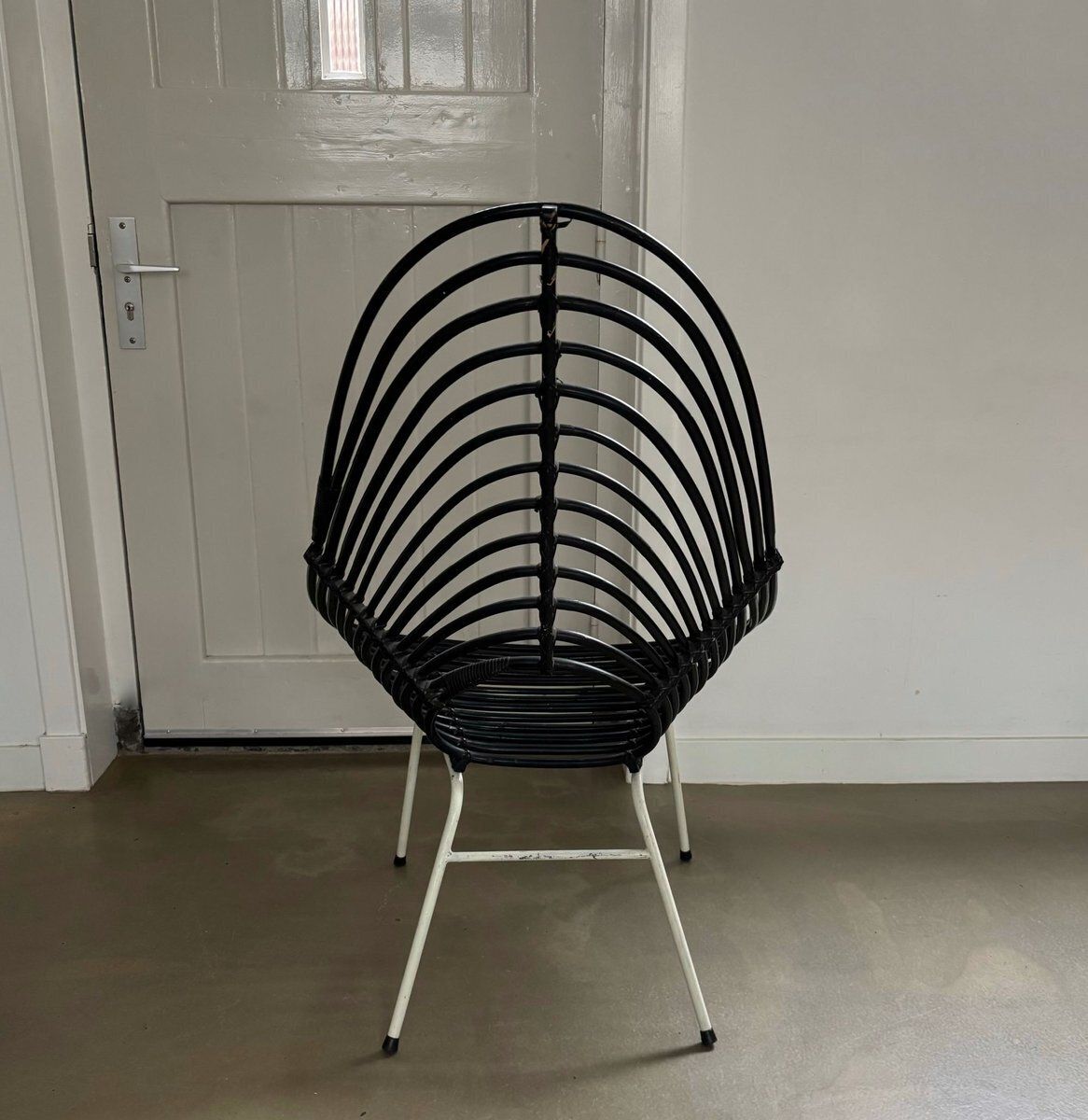 Blackened Rattan Lounge Chair By H. Broekhuizen For Rohé Noordwolde, The Netherlands, 1960s photo vinterior