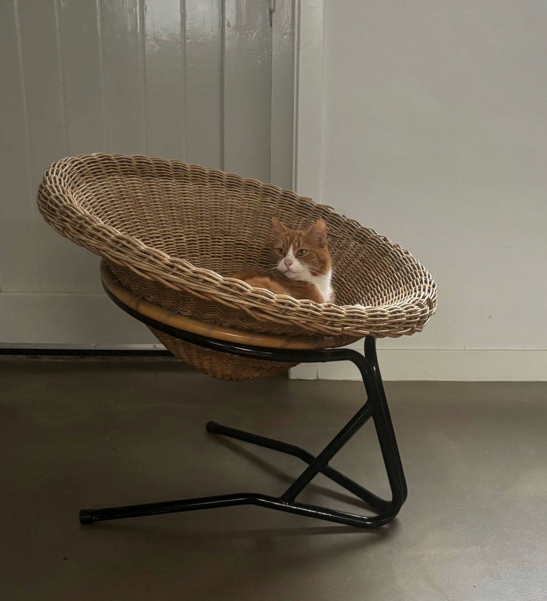Lounge Chair With Black Metal Frame By Arnold Bueno De Mesquita For Rohé Noordwolde, 1950s photo Furniture