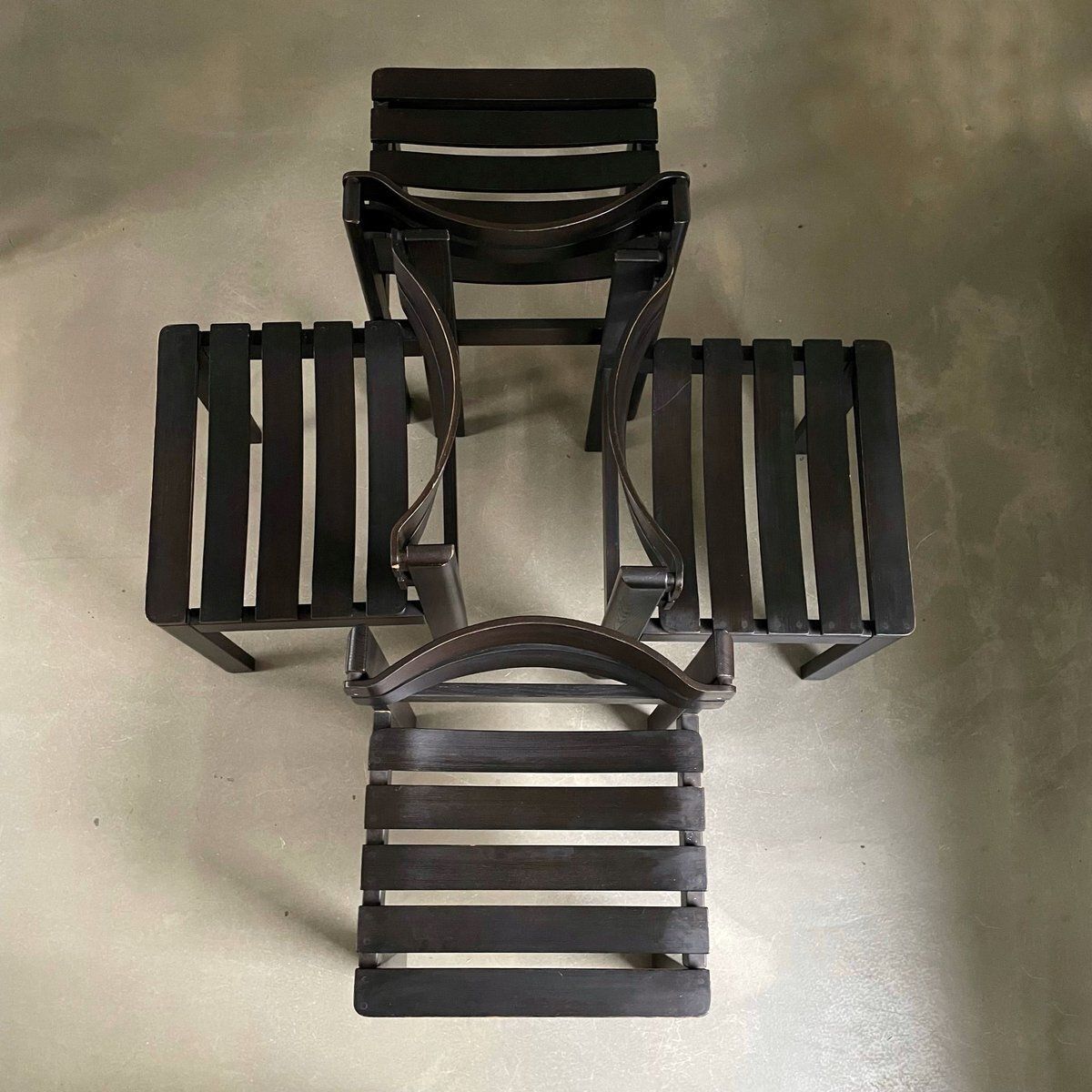 Dark Brown Wooden Slat Chairs, 1970s, Set Of 4 photo 862.0