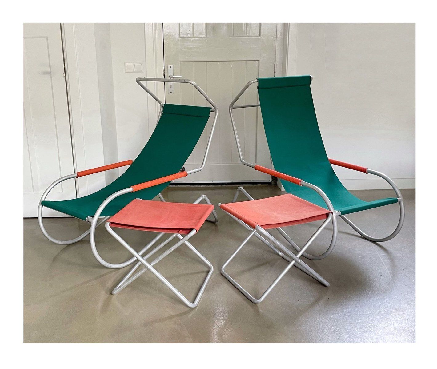 Mid Century Lido Sun Lounge Chairs By Battista And Gino Giudici, Italy, 1950s, Set Of 4 photo 4028.0