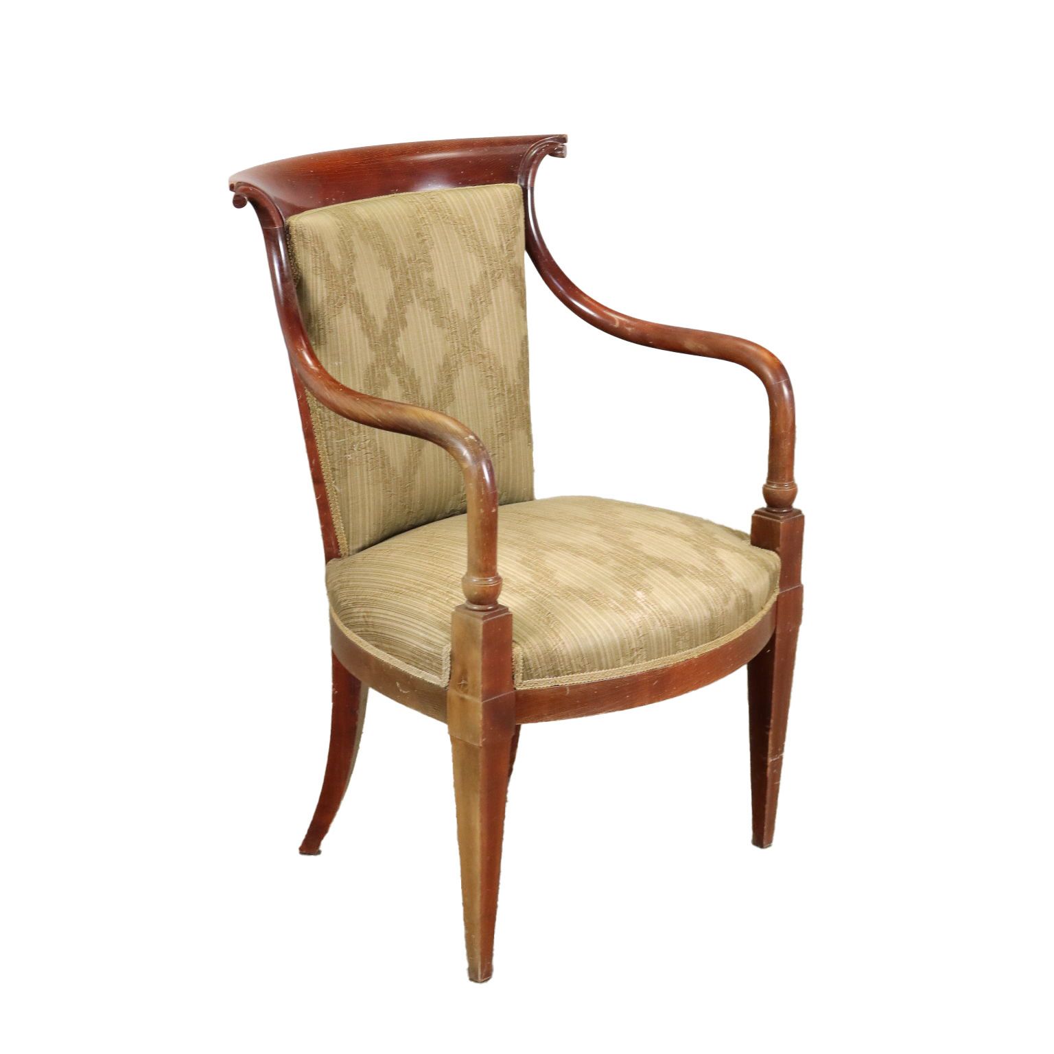 Vintage Chair Fabric Wood With Armrests Design Italy 1950s 1960s