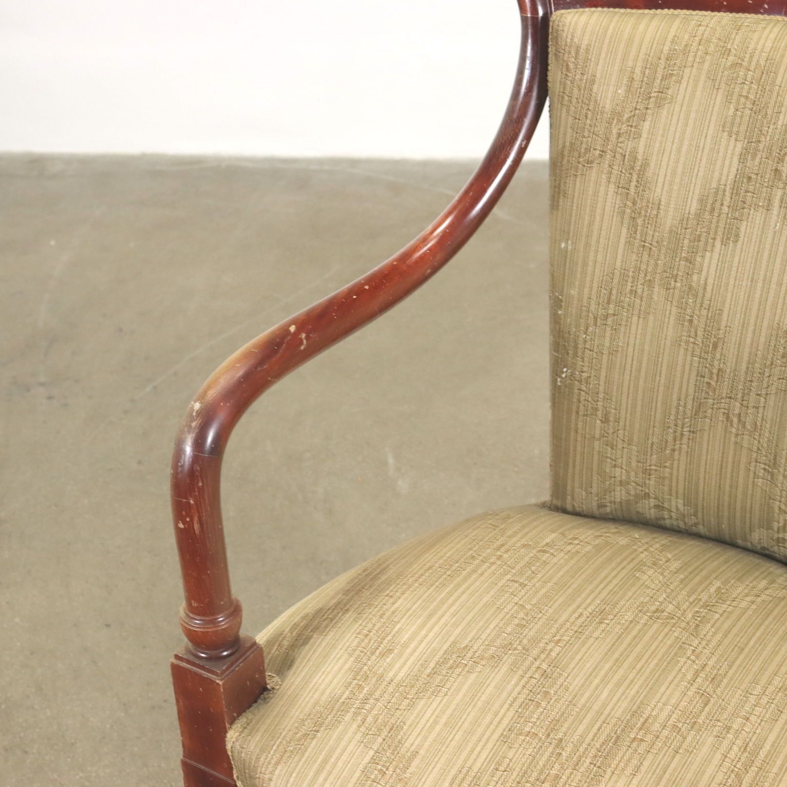 Vintage Chair Fabric Wood With Armrests Design Italy 1950s 1960s photo Furniture