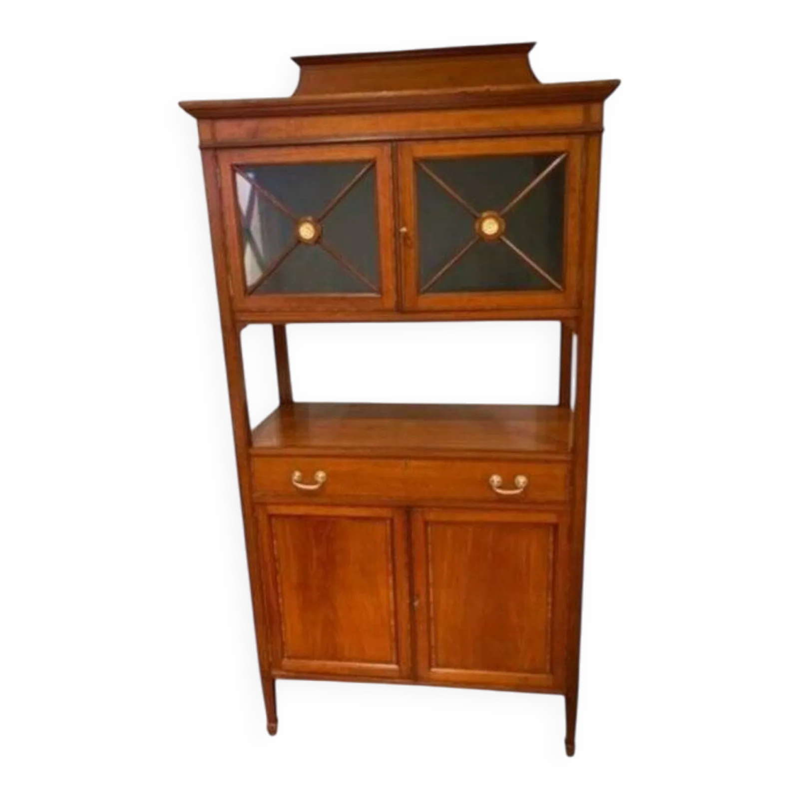 Elegant Display Cabinet In Directoire Style Made Of Fruitwood, Early 19th Century.