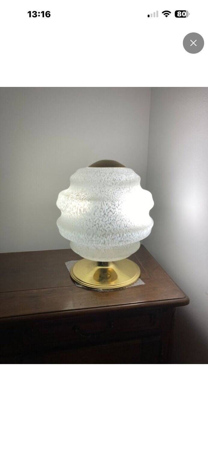 photo furniture Vintage Table Lamp From Verrerie De Clichy, Speckled Glass And Brass, Years.