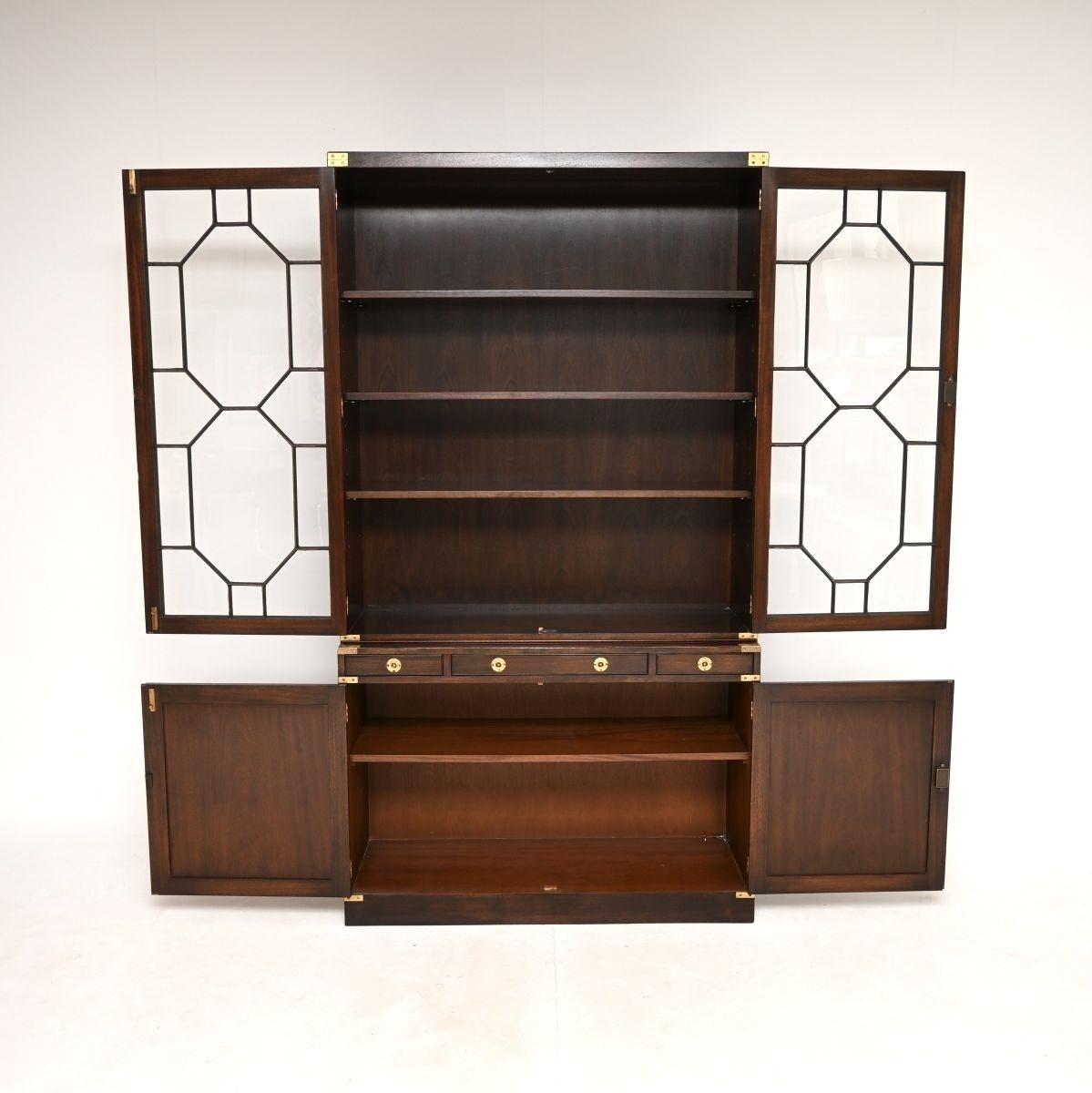Antique Military Campaign Style Mahogany Bookcase photo for sale