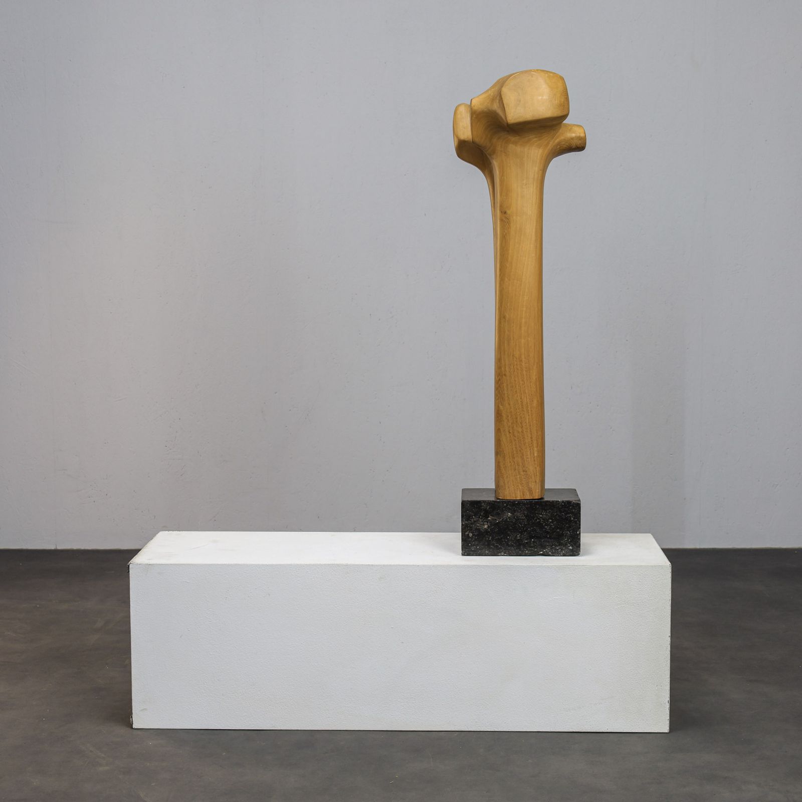 Abstract Biomorphic Sculpture In Carved Wood And Stone, 1970s photo Art