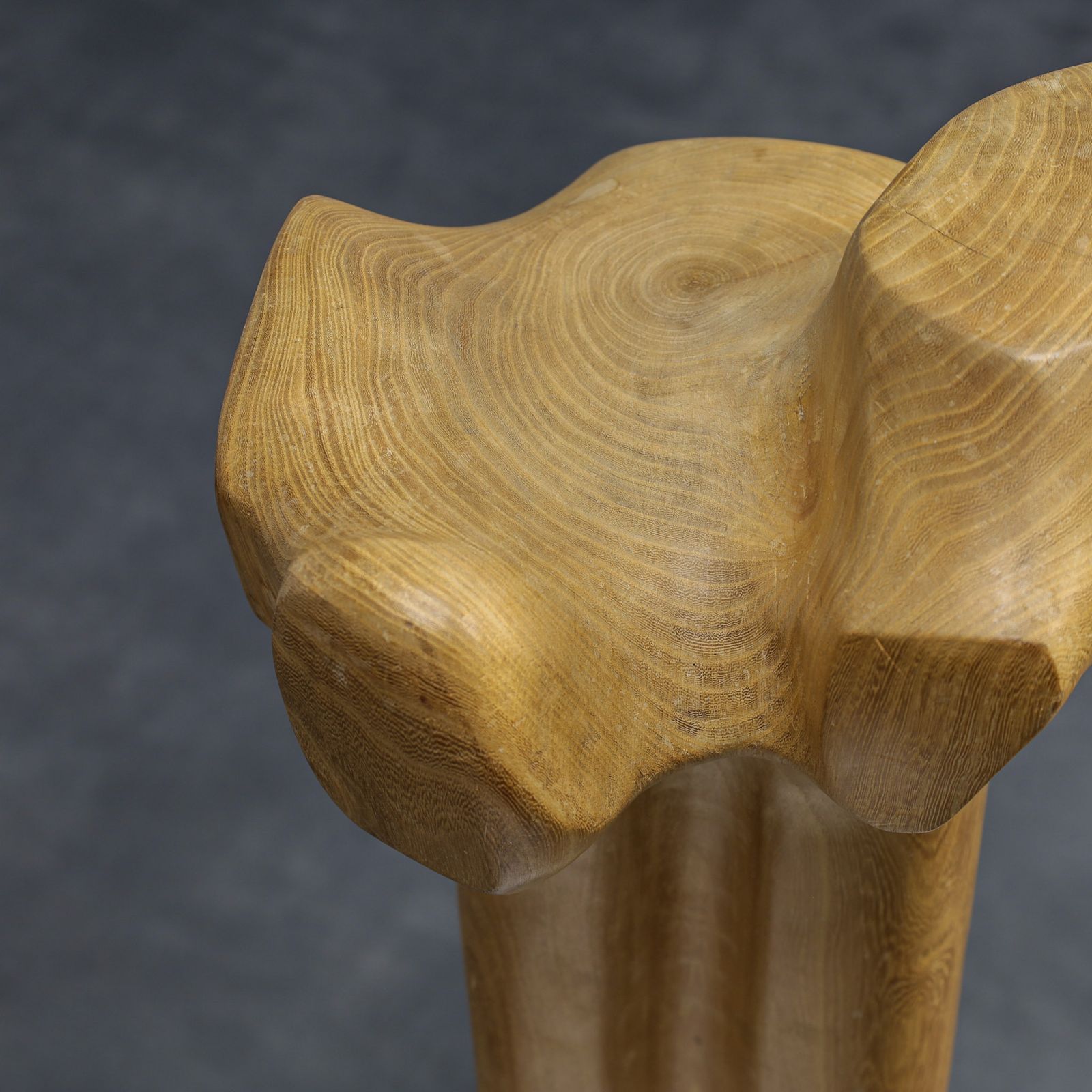 Abstract Biomorphic Sculpture In Carved Wood And Stone, 1970s photo vintage