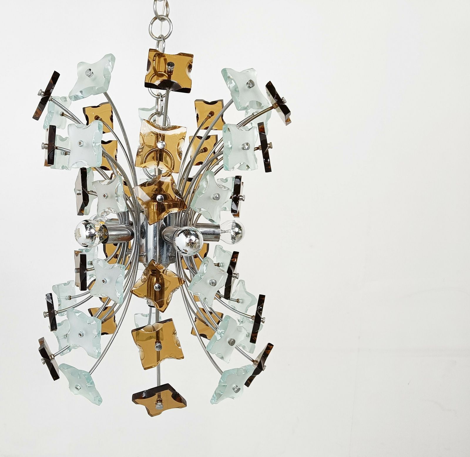 Mid Century Glass Sputnik Chandelier, 1970s photo furniture