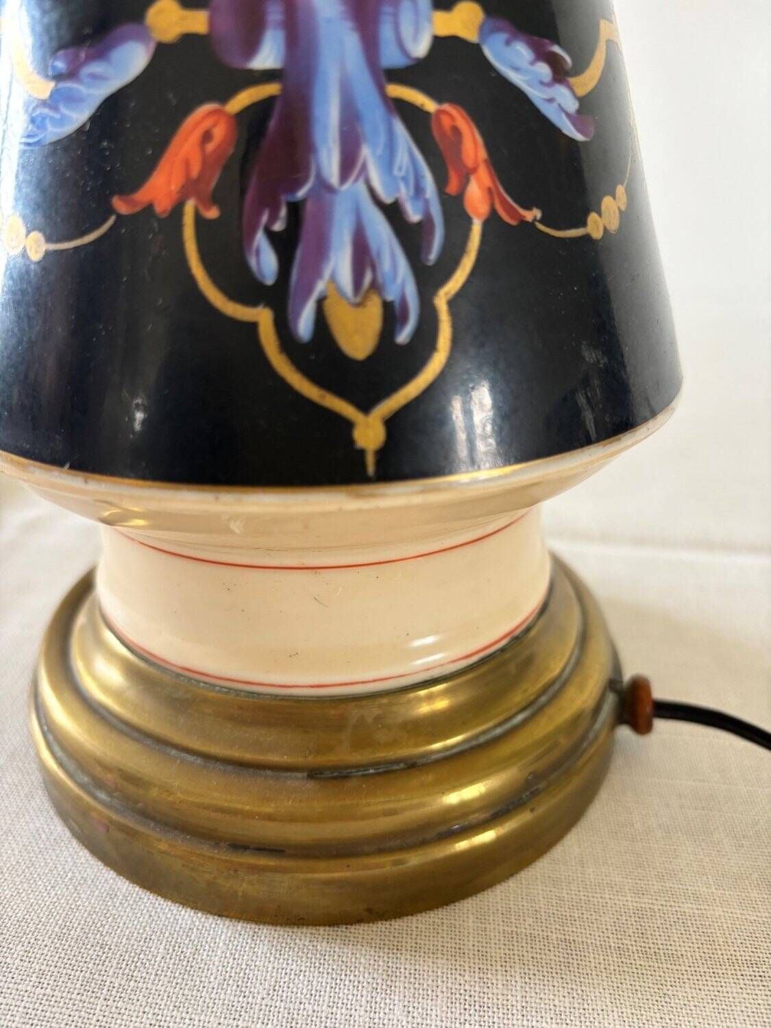 Art Deco Table Lamp In Glazed And Gilded Porcelain, 20th Century photo buy