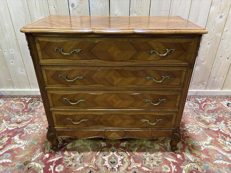 Louis XV Style Walnut Chest Of Drawers / Rocaille photo furniture