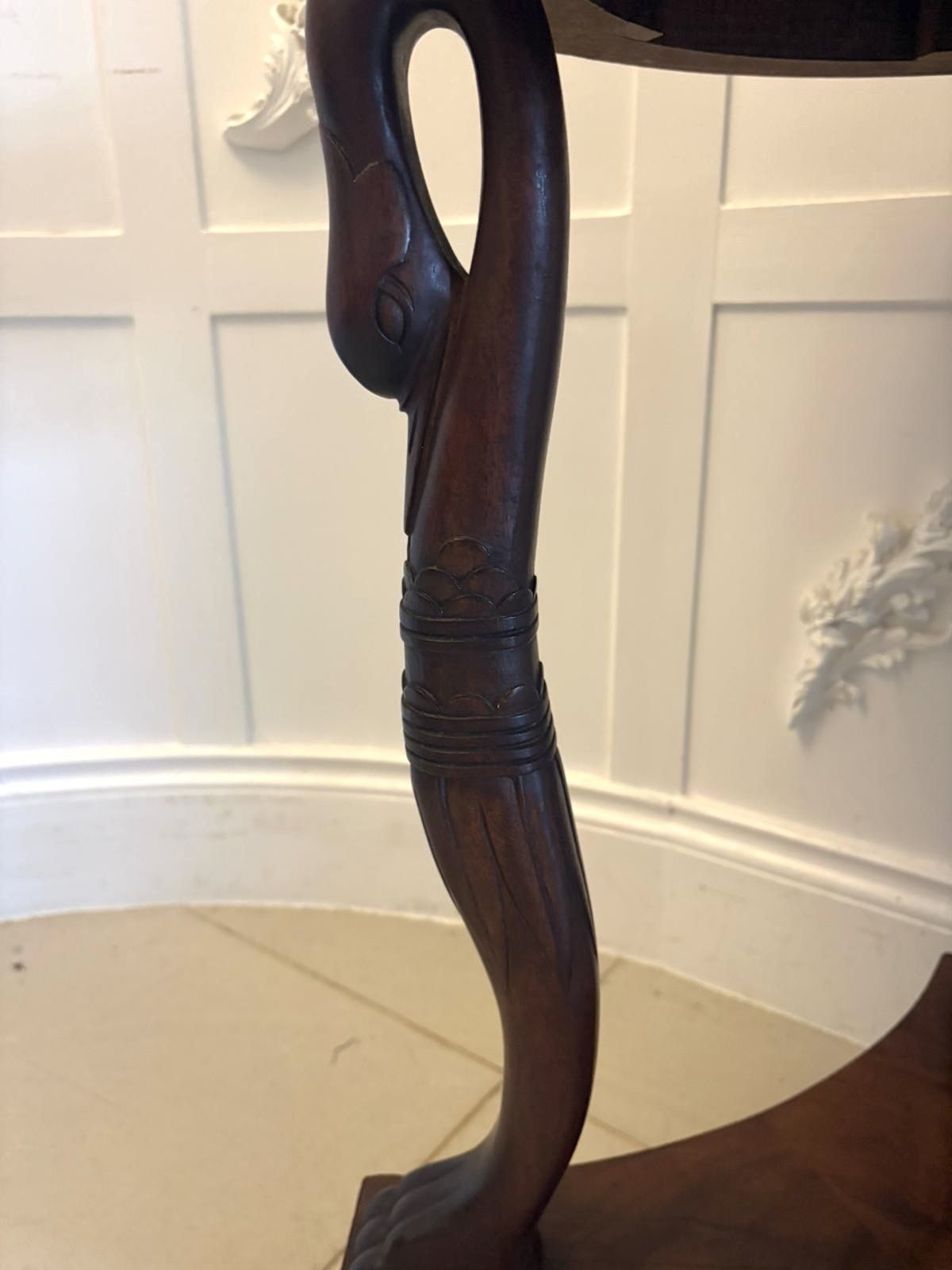 photo vinterior Antique 19th Century Specimen Marble Top Centre Table Mahogany Swan Support