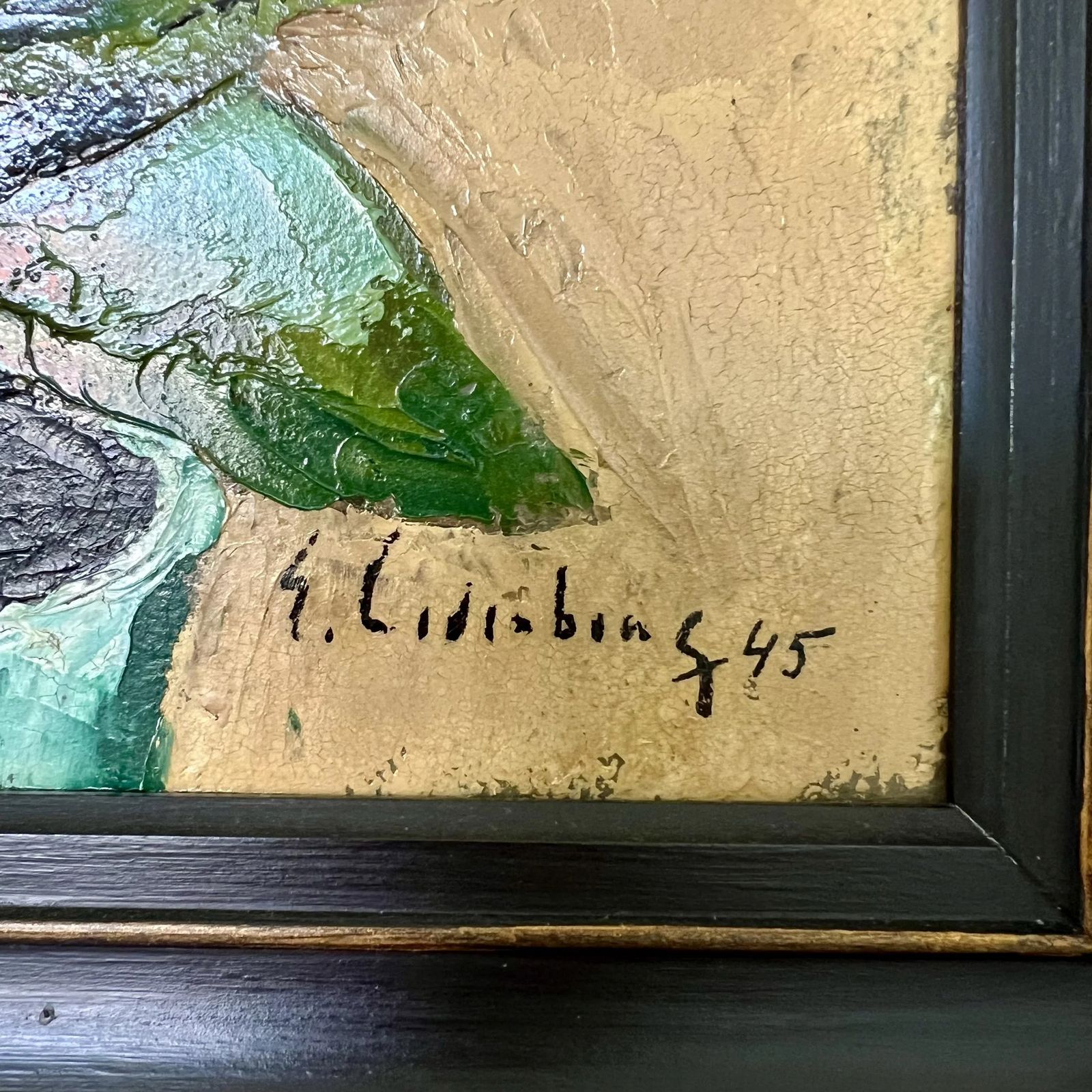 Oil Painting Yellow Roses, 1940s photo for sale