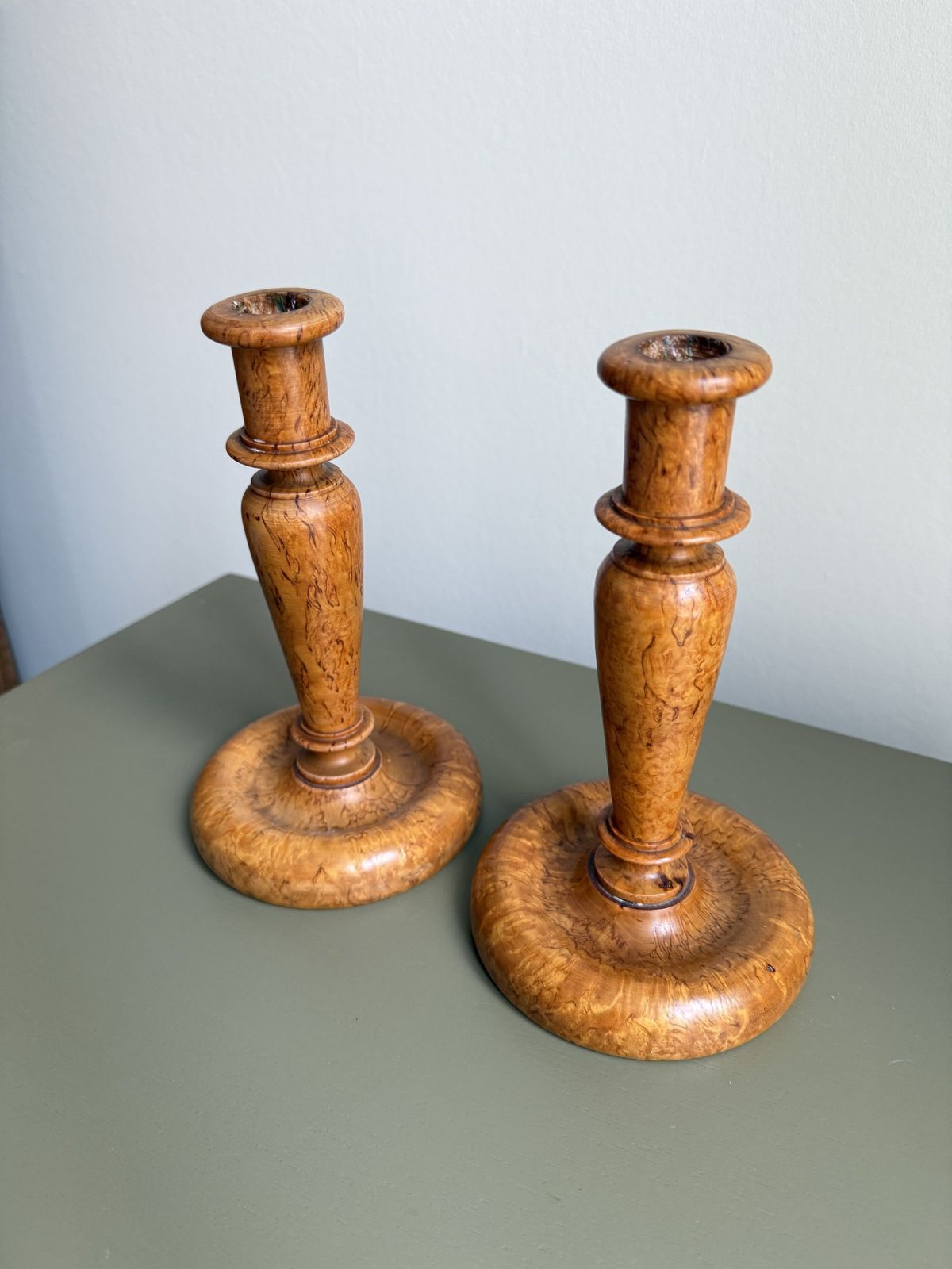 Pair Of 19th Century Swedish Burr Candle Holders photo Home Decor