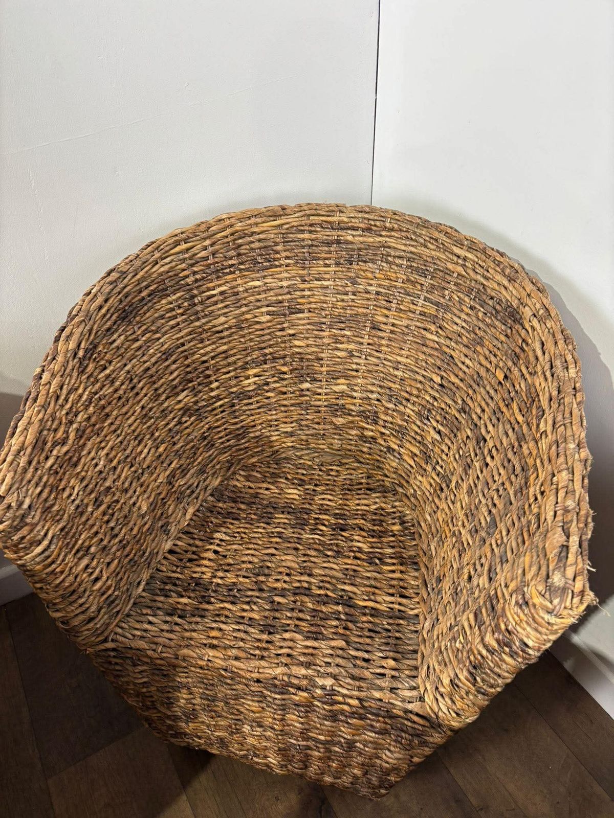 Set Of Four Hand Woven Abaca Fibre Tub Chairs photo vinterior