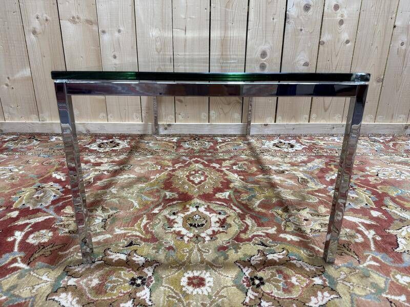 Coffee Table In Chromed Metal And Glass, 1970 photo 589.0