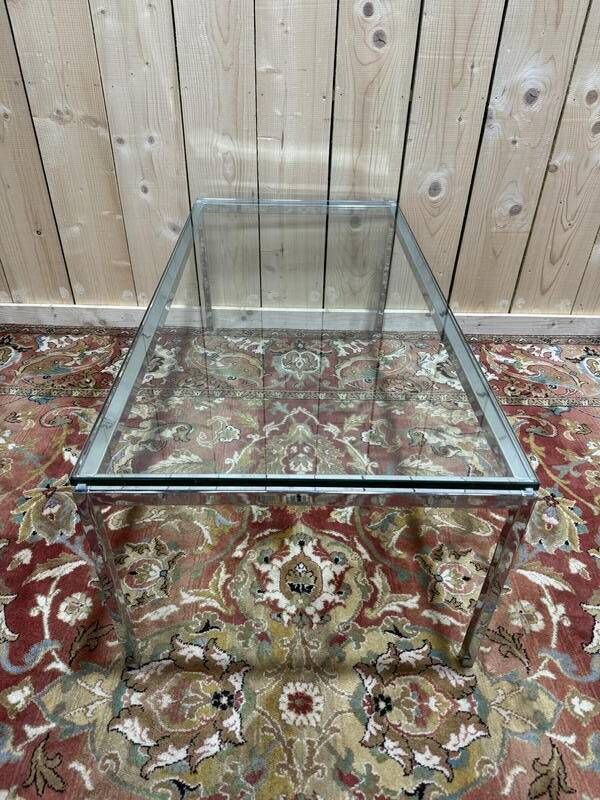 Coffee Table In Chromed Metal And Glass, 1970 photo buy