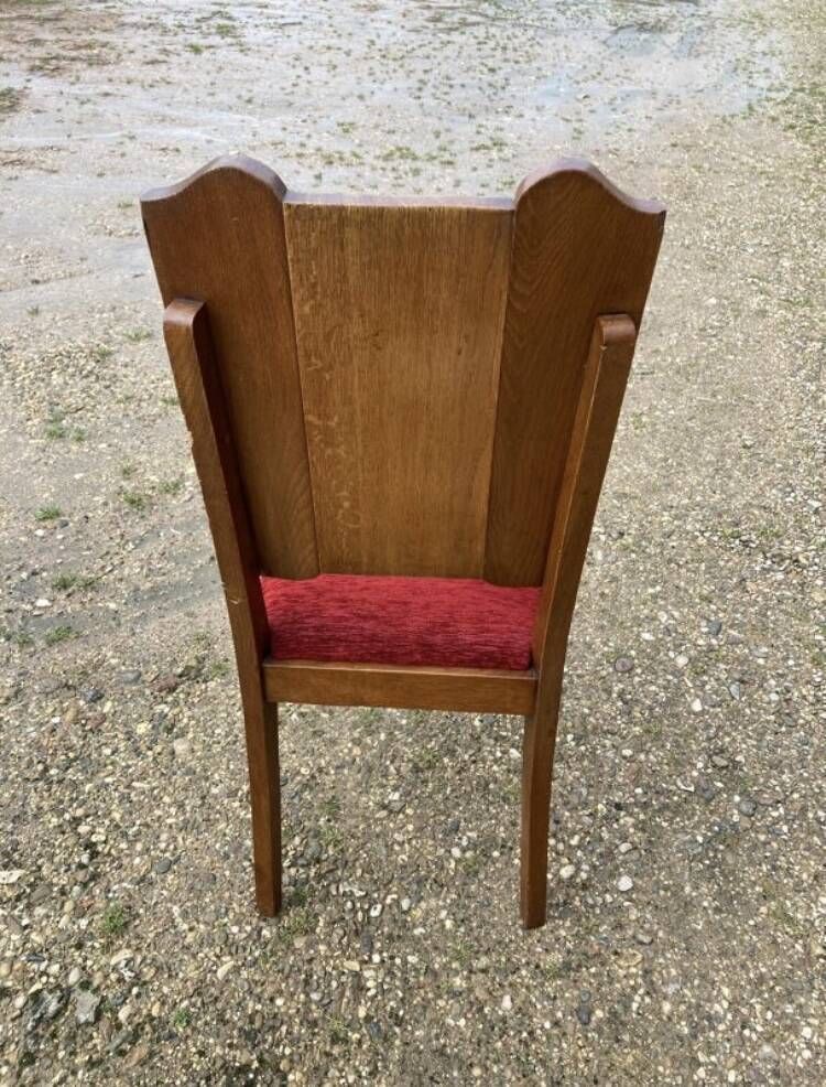 6 Art Deco Chairs With Red Velvet Seat photo vintage