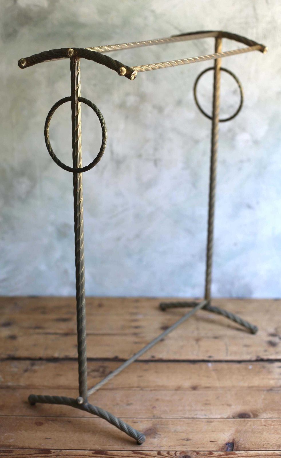 Antique Italian Gilt Rope Twist Towel Rail Stand Mid Century photo furniture