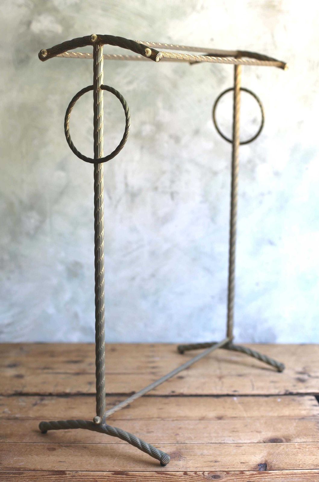 Antique Italian Gilt Rope Twist Towel Rail Stand Mid Century photo Furniture
