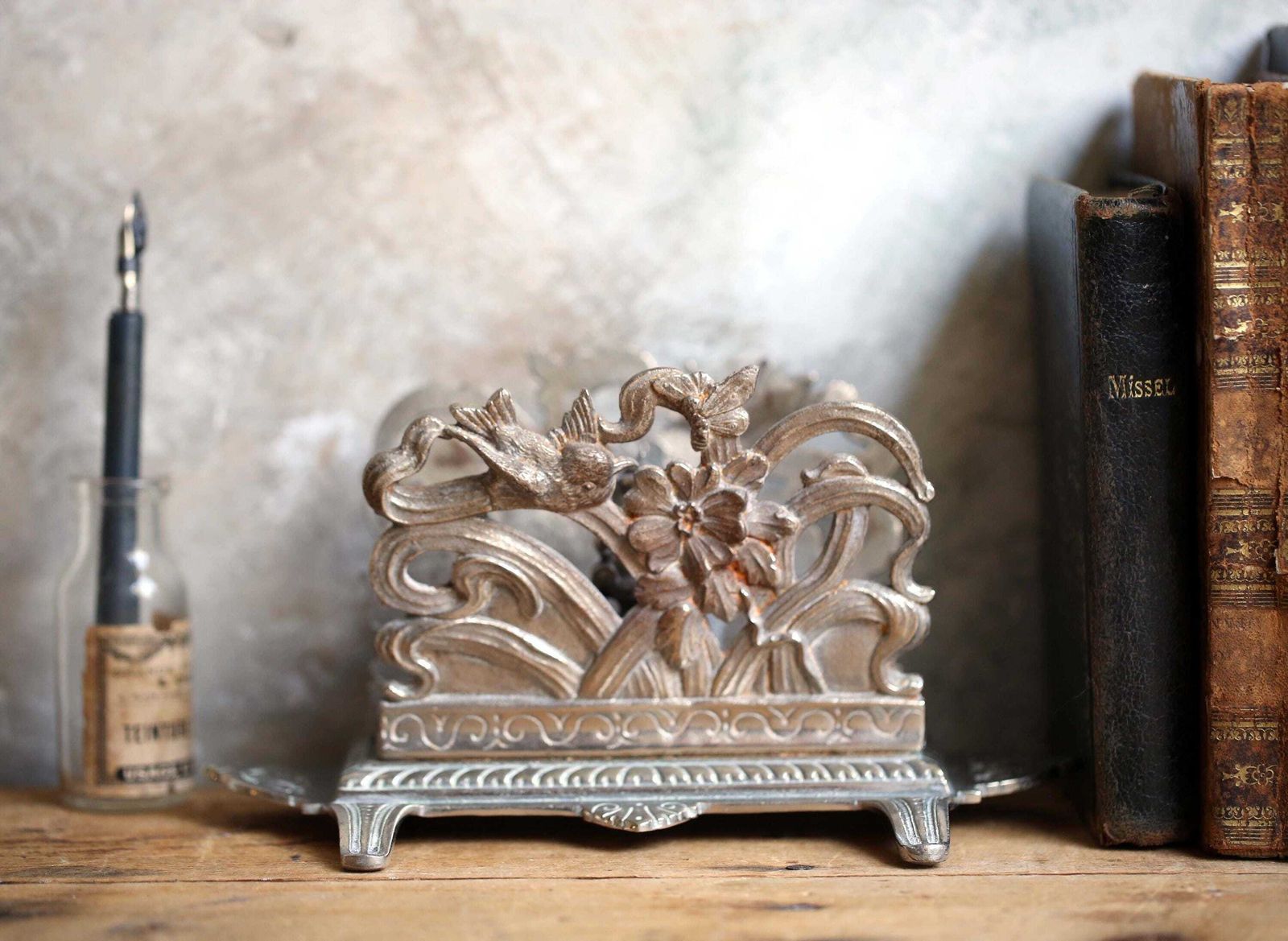 Antique Letter Rack Art Nouveau French Paper Holder Desk Ornament photo Home Decor