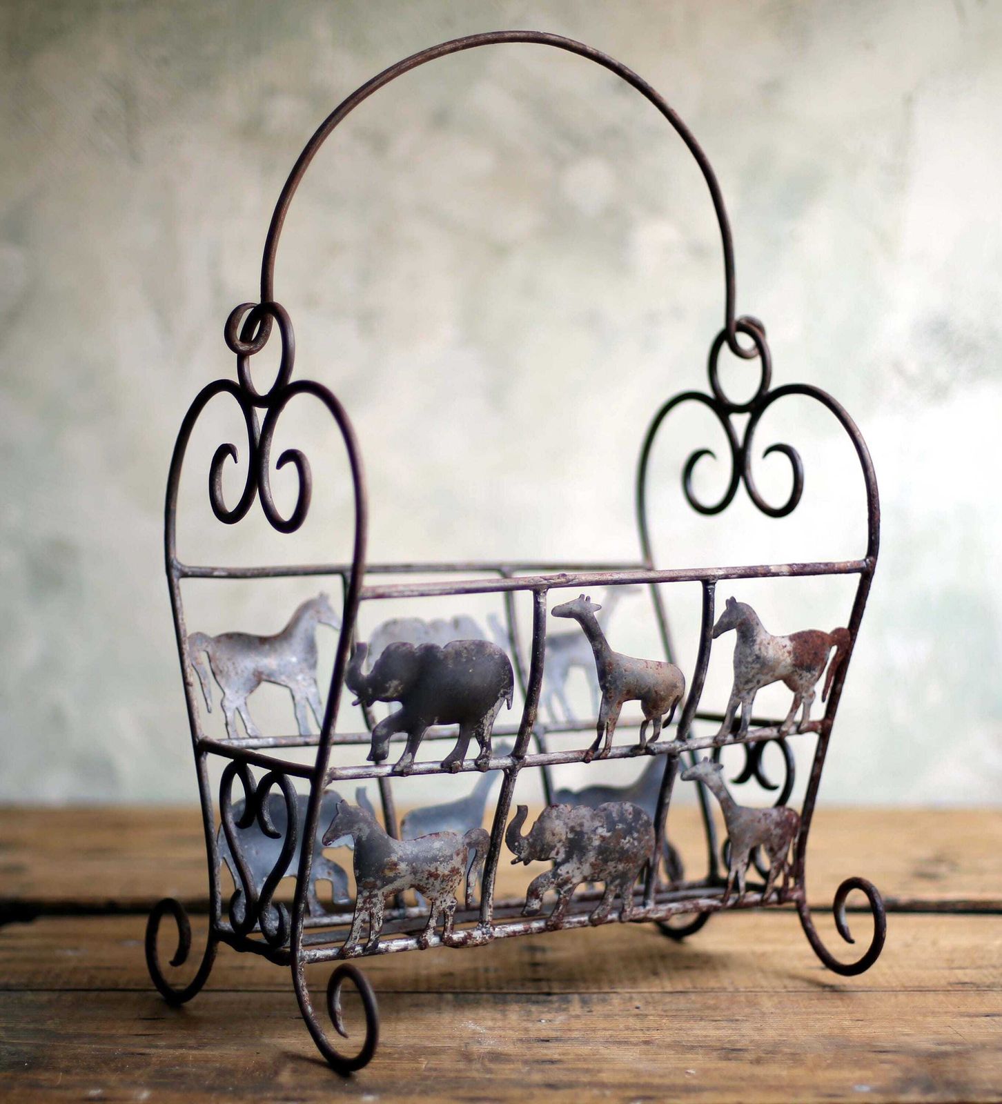 Animal Magazine Rack Jean Touret Rusty Wrought Iron 1950s Brutalism