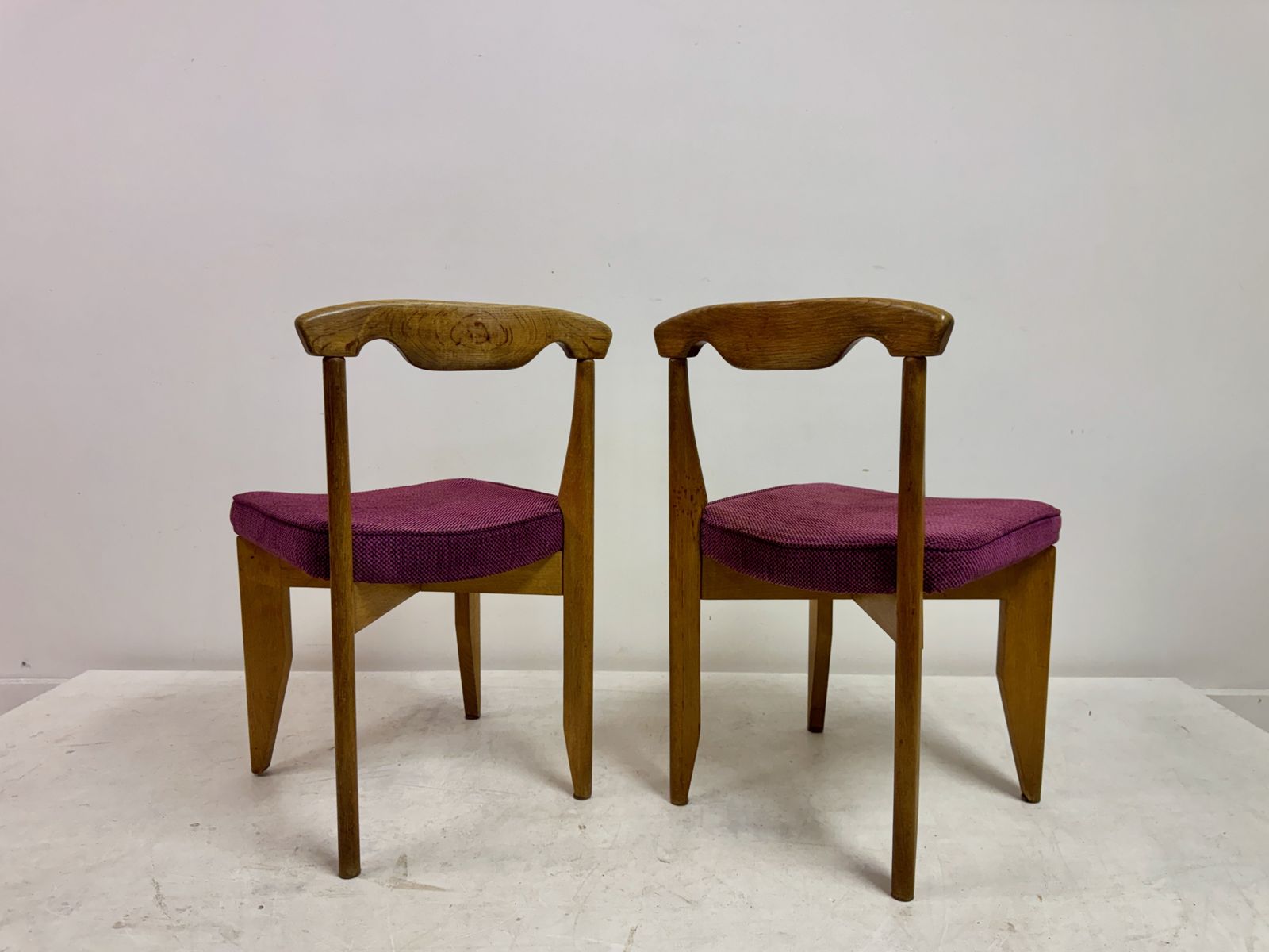 3295.0 Set Of Four Mid Century Oak Dining Chairs By Guillerme Et Chambron photo