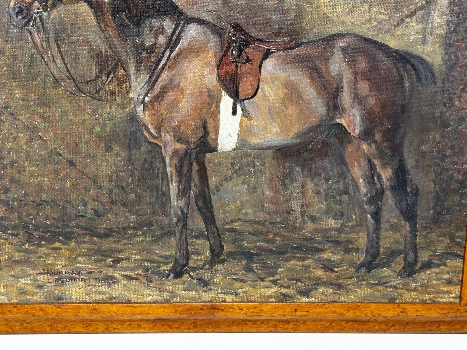 Olieverfschilderij begin 20e eeuw, Kitty, baai hunter-merrie van de Chiddingfold, Leconfield & Cowdray Hunt Stables, gesigneerd door Murray McNeel Caird Urquhart photo for sale