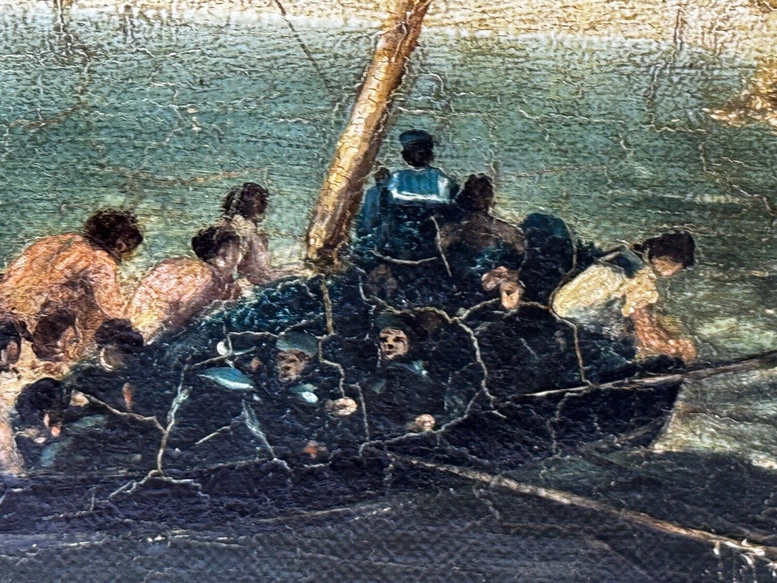 5000.0 19th Century Oil Painting Sinking Of Hms Bombay Ship photo