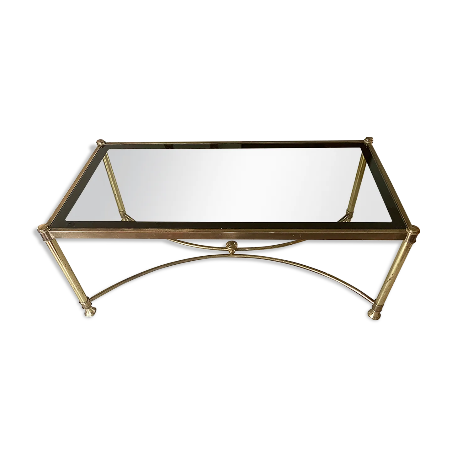Coffee Table In Glass And Gold Metal