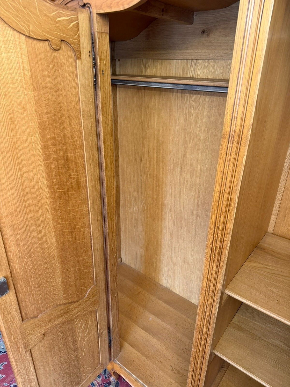 750.0 Quality French Carved Oak Four Door Brake Front Armoire/Wardrobe Circa 1950 photo