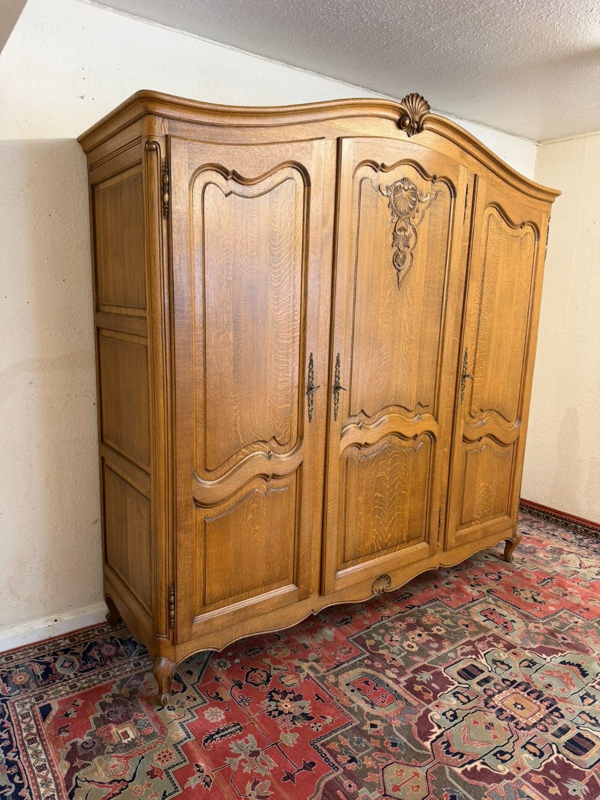 Quality French Oak Three Door Armoire/Wardrobe Circa 1950 photo furniture