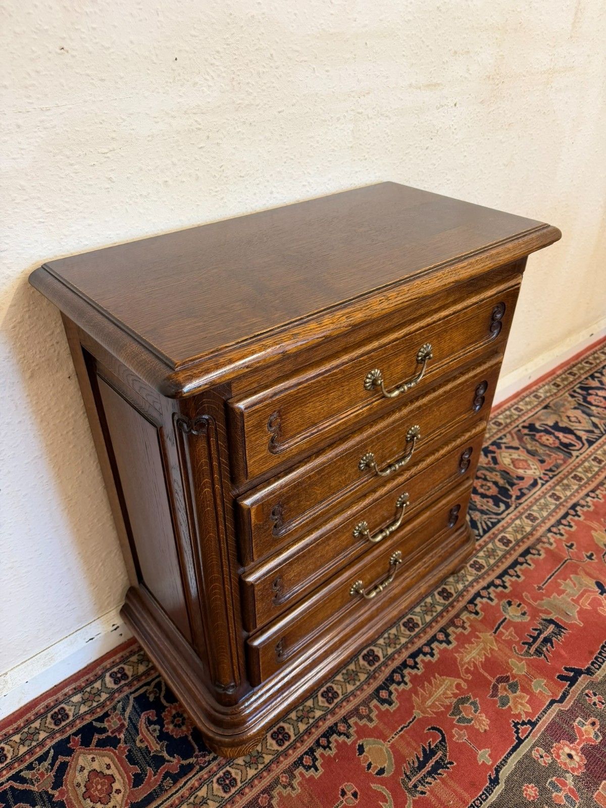 Neat Sized French Oak Chest Of Four Drawers Circa 1950 photo 295.0