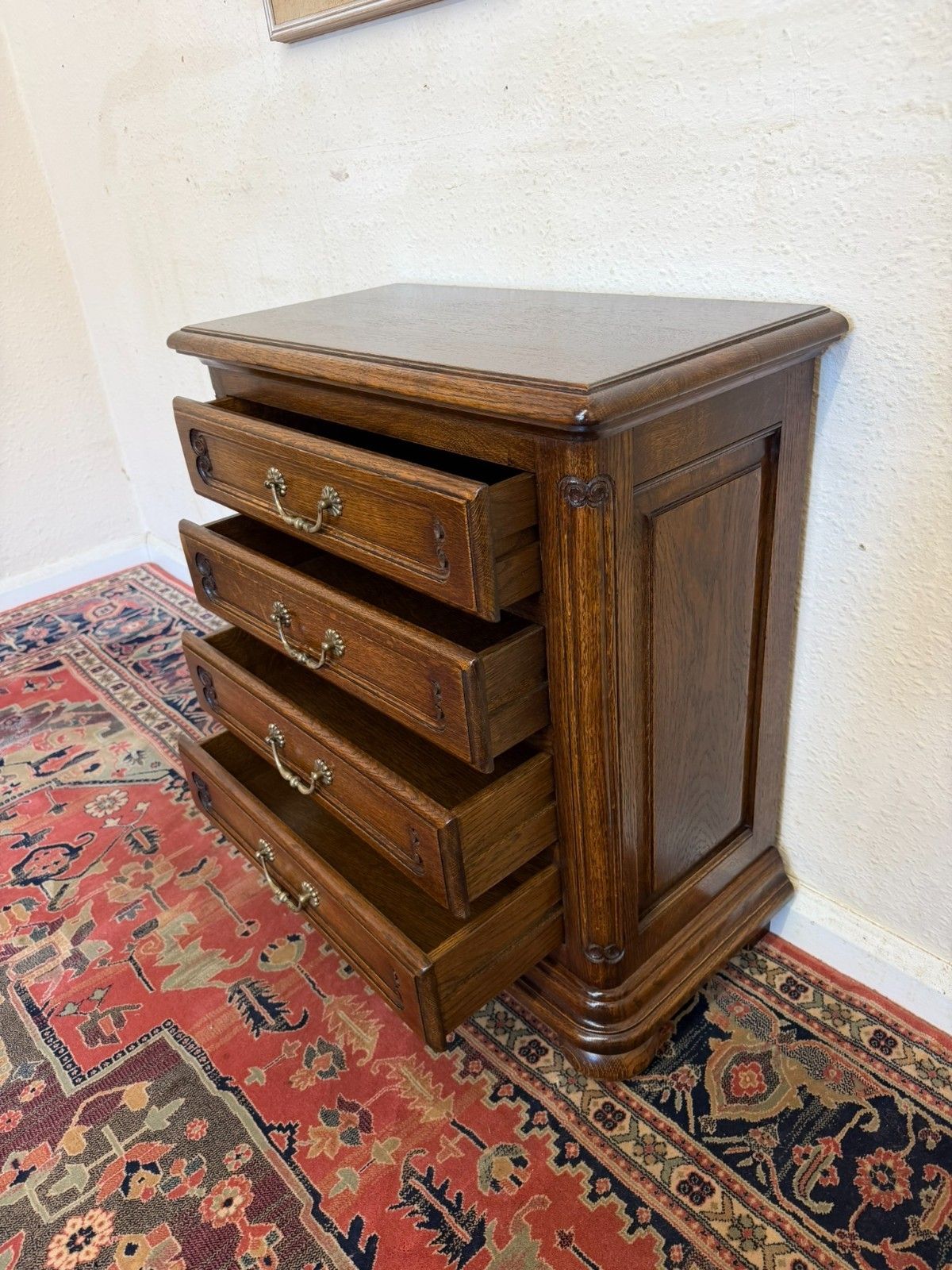Neat Sized French Oak Chest Of Four Drawers Circa 1950 photo buy