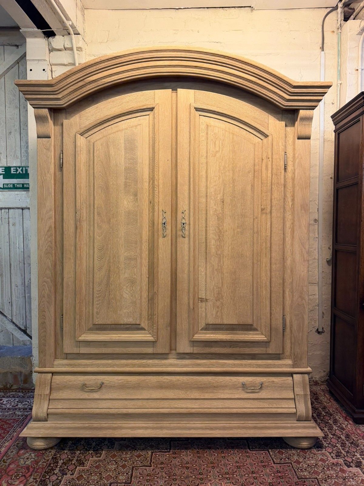 French Bleached Country Oak Armoire/Housekeepers Cupboard Circa Board Circa 1930