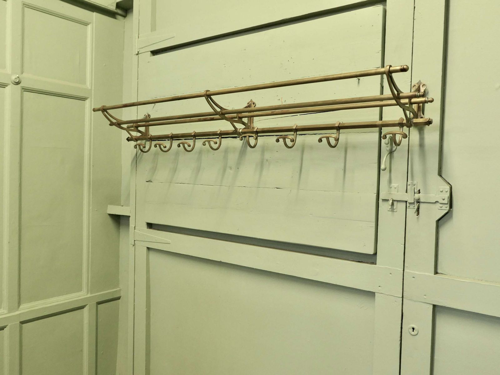 5ft Long French Art Deco Brass Hat And Coat Rack This Is An Unusually Long Art Deco Brass photo 1860.0