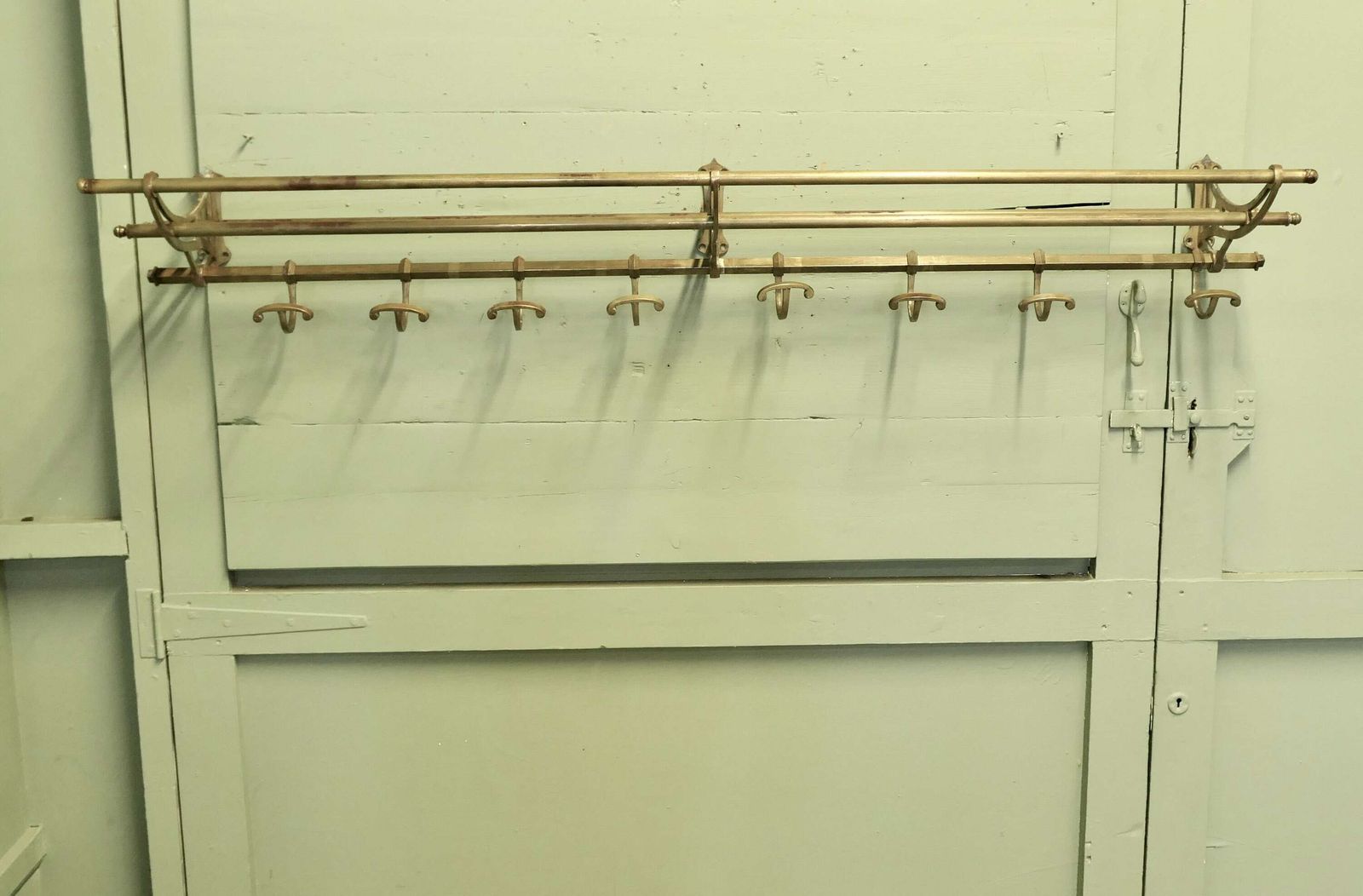 5ft Long French Art Deco Brass Hat And Coat Rack This Is An Unusually Long Art Deco Brass photo vinterior