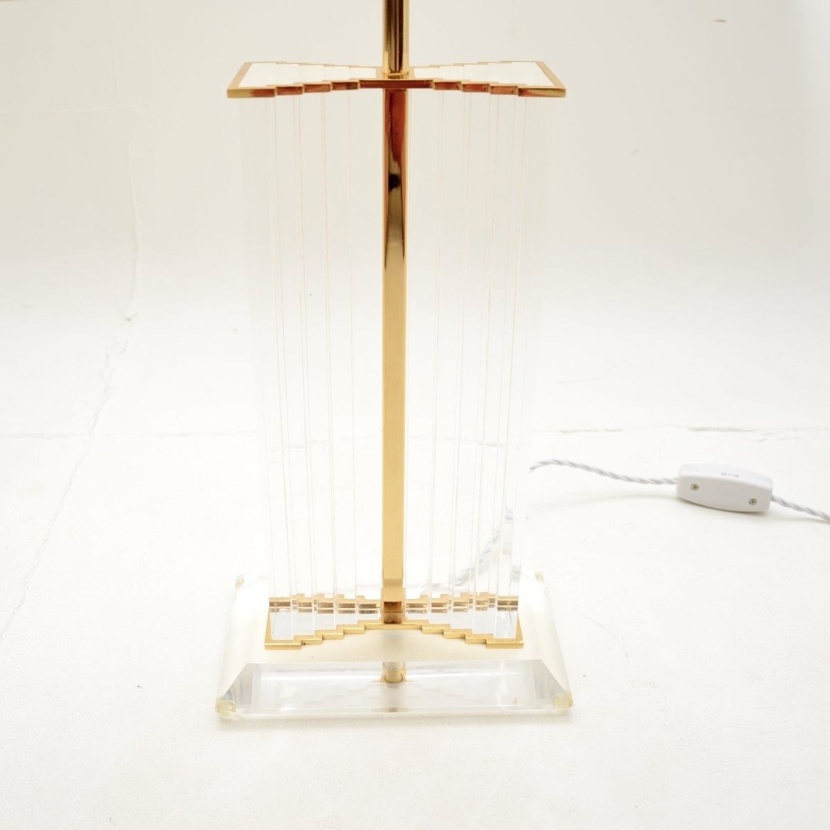Pair Of Vintage French Lucite And Brass Table Lamps photo vinterior