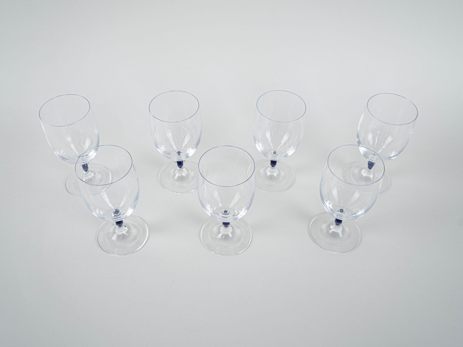 The Set Of Venise Saphir Glasses, French Design, 1970s, Manufactured By Cristal D'arques photo buy