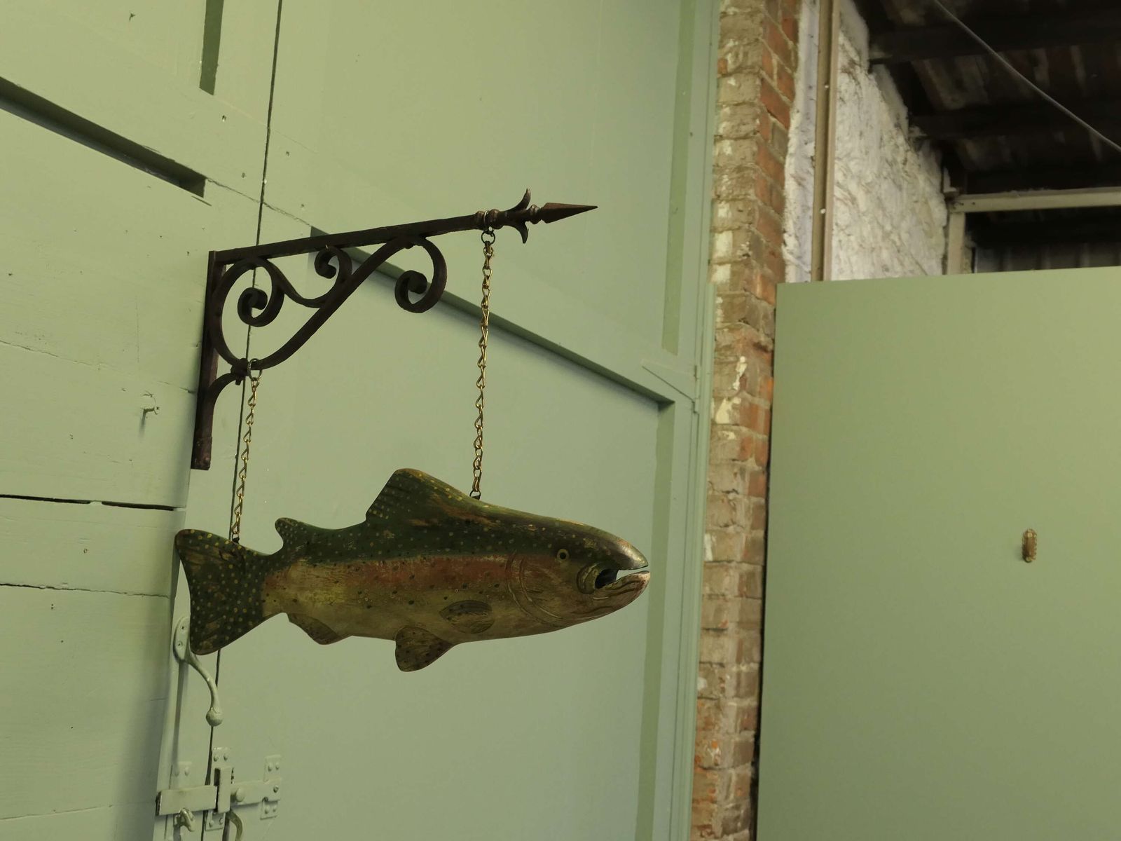 Fish Trade Sign, Rainbow Trout, Fishing Bait And Equipment This Is An Lovely Old Sign photo Home Decor