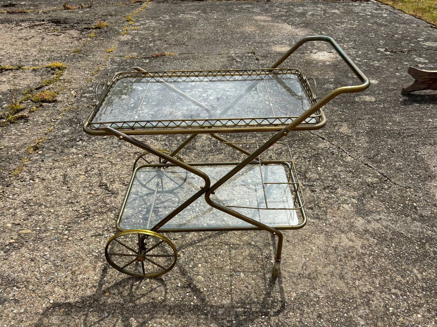 Vintage Gold Metal Trolley., Mid 20th Century photo furniture