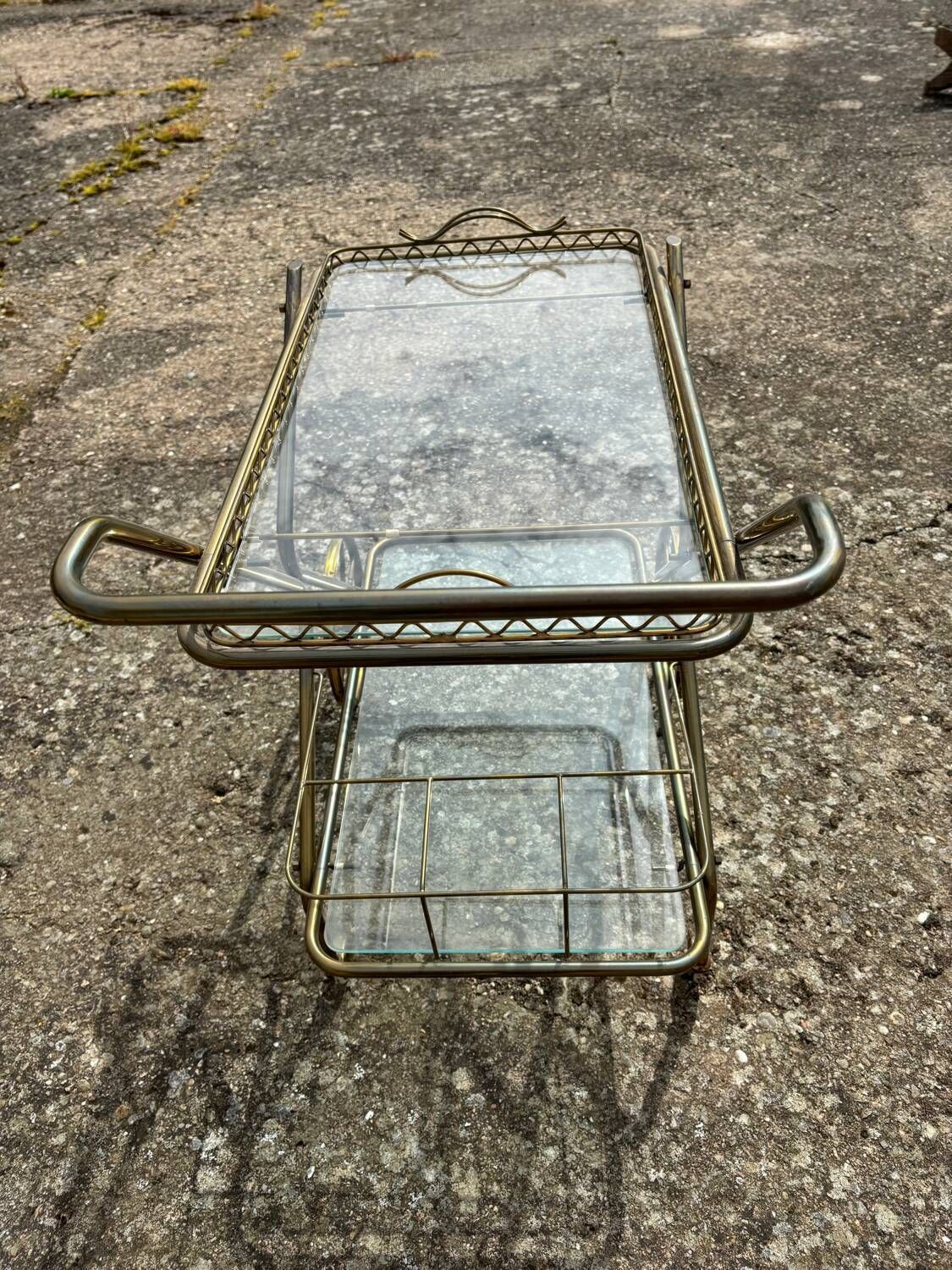 Vintage Gold Metal Trolley., Mid 20th Century photo for sale