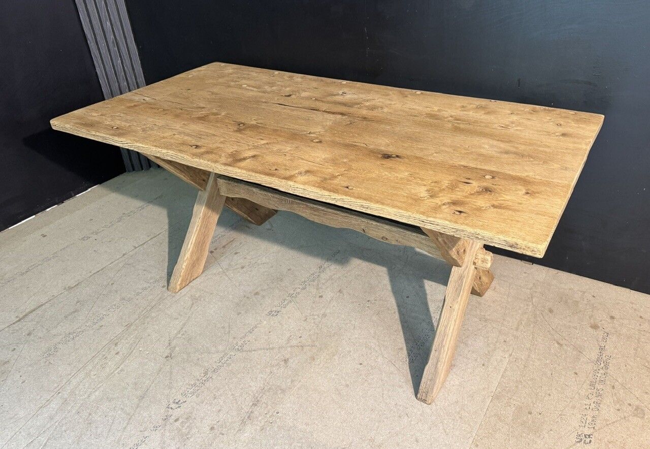 X Legs French Oak Farmhouse Dining Table photo for sale